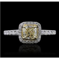 14KT White Gold 1.05ct SI1/Light Yellow Diamond Ring