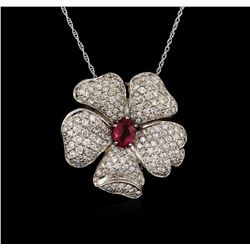 1.59ct Tourmaline and Diamond Pendant With Chain - 18KT White Gold