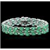 Image 1 : 14KT White Gold 28.09ctw Emerald and Diamond Bracelet