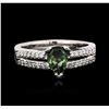 Image 1 : 14KT White Gold 0.29ct Alexandrite and Diamond Ring
