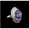 Image 2 : 8.96ct Tanzanite and Diamond Ring - Platinum