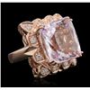 Image 2 : 14KT Rose Gold GIA Certified 25.19ct Kunzite and Diamond Ring