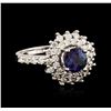 Image 2 : 14KT White Gold 1.14ct Tanzanite and Diamond Ring