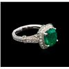 Image 2 : 4.63ctw Emerald and Tsavorite Ring - 14KT White Gold
