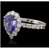 Image 1 : 14KT White Gold 3.42ct Tanzanite and Diamond Ring