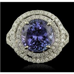 14KT Two-Tone Gold 6.30ct Tanzanite and Diamond Ring