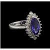 Image 2 : 2.30ct Tanzanite and Diamond Ring - 14KT White Gold