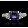 Image 1 : 14KT White Gold 2.90ct Sapphire and Diamond Ring