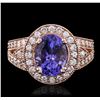 Image 2 : 14KT Rose Gold 3.66ct Tanzanite and Diamond Ring