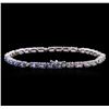 Image 2 : 14KT White Gold 9.60ctw Multicolor Sapphire and Diamond Bracelet