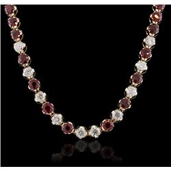 14KT Yellow Gold 10.56ctw Ruby and Diamond Necklace