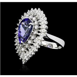 14KT White Gold 4.96ct Tanzanite and Diamond Ring