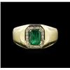 Image 1 : 1.36ct Emerald and Diamond Ring - 14KT Yellow Gold
