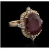 Image 2 : 16.06ct Ruby and Diamond Ring - 14KT Rose Gold