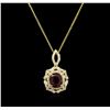 Image 1 : 5.42ct Ruby and Diamond Pendant With Chain - 14KT Yellow Gold