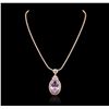 Image 1 : 14KT Rose Gold 32.47ct GIA Certified Kunzite and Diamond Pendant With Chain