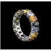 Image 2 : 10.10ctw Multi Color Sapphire Ring - 14KT White Gold