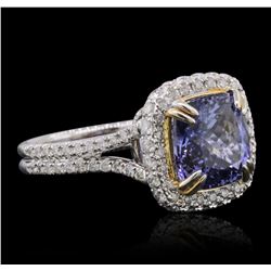 14KT Two-Tone Gold 4.29ct Tanzanite and Diamond Ring