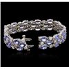 Image 3 : 14KT White Gold 31.20ctw Tanzanite and Diamond Bracelet