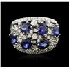 Image 2 : 14KT White Gold 2.34ctw Sapphire and Diamond Ring