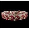 Image 2 : 37.44ctw Ruby and Diamond Bracelet - 14KT Rose Gold