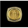 Image 1 : 14KT Yellow Gold 0.44ct Diamond Coin Ring