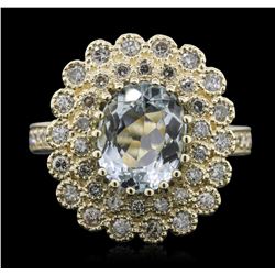 14KT Yellow Gold 2.27ct Aquamarine and Diamond Ring