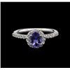 Image 1 : 0.68ct Tanzanite and Diamond Ring - 14KT White Gold