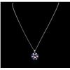 Image 2 : 14KT White Gold 2.65ct Tourmaline, Sapphire and Diamond Pendant With Chain