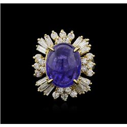 14KT Yellow Gold 10.10ct Tanzanite and Diamond Ring