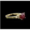 Image 2 : 2.08ct Ruby and Diamond Ring - 14KT Yellow Gold