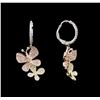 Image 2 : 1.25ctw Diamond Earrings - 14KT Tri-Color Gold