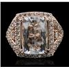 Image 1 : 14KT Rose Gold 7.96ct Aquamarine and Diamond Ring
