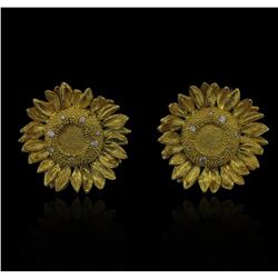 0.38ctw Diamond Non-Pierced Sunflower Earrings - 18KT Yellow Gold