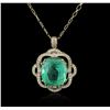 Image 1 : 14KT Yellow Gold GIA Cert 52.12ct Emerald and Diamond Pendant With Chain