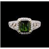 Image 1 : 14KT Yellow Gold 1.60ct Green Tourmaline and Diamond Ring