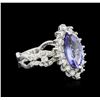 Image 2 : 14KT White Gold 1.98ct Tanzanite and Diamond Ring