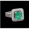Image 1 : 1.48ct Emerald and Diamond Ring - 14KT White Gold