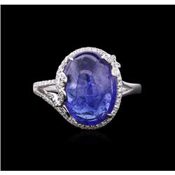 18KT White Gold 7.29ct Tanzanite and Diamond Ring