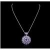 Image 2 : 14KT White Gold 12.68ctw Tanzanite and Diamond Pendant With Chain