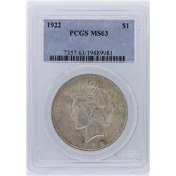 1922 PCGS MS63 Peace Silver Dollar