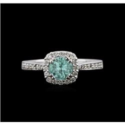 0.75ct Paraiba Tourmaline and Diamond Ring - 14KT White Gold