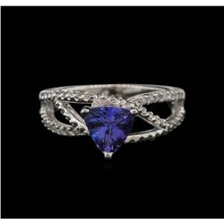 1.30ct Tanzanite and Diamond Ring - 14KT White Gold