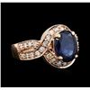Image 2 : 14KT Rose Gold 3.24ct Sapphire and Diamond Ring