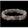 Image 1 : 14KT White Gold 24.48ctw Multicolor Sapphire and Diamond Bracelet