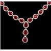 Image 2 : 41.78ctw Ruby and Diamond Necklace -  14KT Yellow Gold