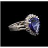 Image 2 : 4.10ct Tanzanite and Diamond Ring - 14KT White Gold