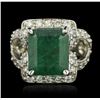Image 1 : 14KT White Gold 6.63ct Emerald and Diamond Ring