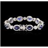 Image 2 : 14KT White Gold 7.00ctw Sapphire and Diamond Bracelet
