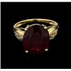 Image 1 : 9.37ct Ruby and Diamond Ring - 14KT Yellow Gold